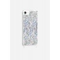 Coque iPhone 7/8/SE 2020 avec anneaux en silicone paillettes holographiques