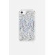 Coque iPhone 7/8/SE 2020 avec anneaux en silicone paillettes holographiques