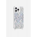 Coque iPhone 14 Pro Max avec anneaux en silicone paillettes holographiques
