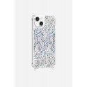 Coque iPhone 14 Plus  avec anneaux en silicone paillettes holographiques