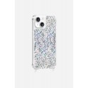 Coque iPhone 14 avec anneaux en silicone paillettes holographiques