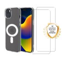 Coque iPhone 15 Transparente Compatible Magsafe + 2 Vitres Protection Ecran
