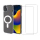 Coque iPhone 15 Transparente Compatible Magsafe + 2 Vitres Protection Ecran