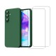 Coque Samsung Galaxy A15 Silicone liquide Verte  + 2 Vitres en Verre trempe Protection ecran Antichocs