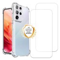 Coque Samsung Galaxy S21 Ultra 5G Antichoc coins renforces Silicone + 2 Vitres en verre trempe Protection ecran