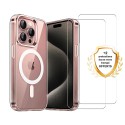 Coque iPhone 16 Pro Transparente Compatible Magsafe + 2 Vitres Protection ecran
