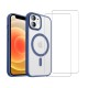 Coque iPhone 12 Mini Bleue fumee Compatible Magsafe + 2 Vitres Protection ecran