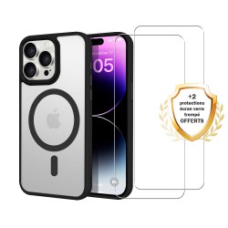 Coque iPhone 13 Pro Noire fumee Compatible Magsafe + 2 Vitres Protection ecran