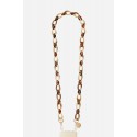 Chaîne bijoux Lise avec mousquetons dorés de 120 cm en résine ultra résistante Beige