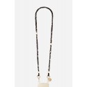 Chaîne bijou Della Bandana noir avec perles en bois blanches et mousquetons dorés