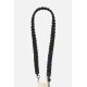 Lanière Sangle Giulia 120 cm noir avec strass en cordon tressé avec mousquetons dorés 