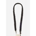 Lanière Sangle Giulia 120 cm noir avec strass en cordon tressé avec mousquetons dorés 