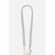 Lanière Sangle Giulia 120 cm argent avec strass en cordon tressé avec mousquetons argent 