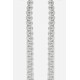 Lanière Sangle Giulia 120 cm argent avec strass en cordon tressé avec mousquetons argent 