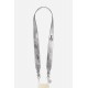 Lanière sangle réglable Ida 120 cm cuir vegan croco argent avec mousquetons argent