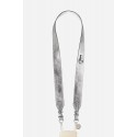 Lanière sangle réglable Ida 120 cm cuir vegan croco argent avec mousquetons argent