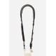 Lanière sangle Roxanne 120 cm tressée noire avec mousquetons dorés