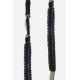 Lanière sangle Roxanne 120 cm tressée noire avec mousquetons dorés