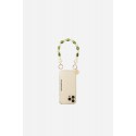 Bijoux de téléphone Maya 30 cm perles vertes et beiges avec mousquetons dorés