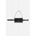 Ceinture universel Vicky de téléphone cuir noir avec chaîne dorée