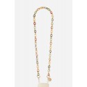 Chaine bijoux Cassy 120 cm résine dégradés vert et dorés et mousquetons dorés