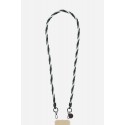 Chaîne bijou Joe 120 cm torsadée noir et strass et mousquetons argents