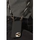 Chaîne bijou Joe 120 cm torsadée noir et strass et mousquetons argents