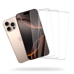 Lot de 3 Vitres iPhone 16 Pro Max en verre trempe transparente