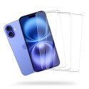 Lot de 3 Vitres iPhone 16 en verre trempe transparente