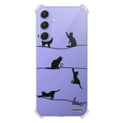 Coque Coque Samsung Galaxy A54 Silicone antichocs Solides coins renforcés Protection Housse transparente Chat Lignes Evetane