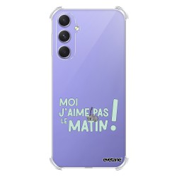 Coque Coque Samsung Galaxy A54 Silicone antichocs Solides coins renforcés Protection Housse transparente J'aime pas le matin Evetane