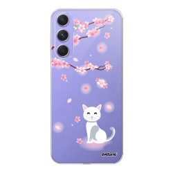 Coque Coque Samsung Galaxy A54 360 intégrale transparente Chat et Fleurs Tendance Evetane.