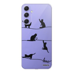 Coque Coque Samsung Galaxy A54 360 intégrale transparente Chat Lignes Tendance Evetane.
