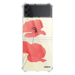 Coque Coque Samsung Galaxy Z Flip 3 Silicone antichocs Solides coins renforcés Protection Housse transparente Coquelicot Evetane