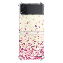 Coque Coque Samsung Galaxy Z Flip 3 Silicone antichocs Solides coins renforcés Protection Housse transparente Confettis De Coeur Evetane