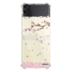 Coque Coque Samsung Galaxy Z Flip 3 Silicone antichocs Solides coins renforcés Protection Housse transparente Chute De Fleurs Evetane