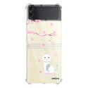 Coque Coque Samsung Galaxy Z Flip 3 Silicone antichocs Solides coins renforcés Protection Housse transparente Chat et Fleurs Evetane