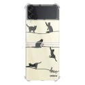 Coque Coque Samsung Galaxy Z Flip 3 Silicone antichocs Solides coins renforcés Protection Housse transparente Chat Lignes Evetane