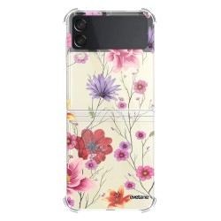 Coque Coque Samsung Galaxy Z Flip 3 Silicone antichocs Solides coins renforcés Protection Housse transparente Fleurs Multicolores Evetane