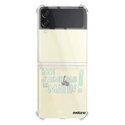 Coque Coque Samsung Galaxy Z Flip 3 Silicone antichocs Solides coins renforcés Protection Housse transparente J'aime pas le matin Evetane