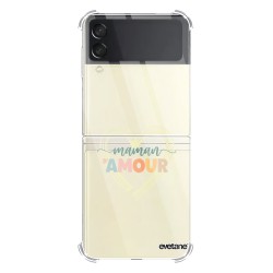 Coque Coque Samsung Galaxy Z Flip 3 Silicone antichocs Solides coins renforcés Protection Housse transparente Maman d'amour Evetane