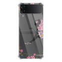 Coque Coque Samsung Galaxy Z Flip 4 Silicone antichocs Solides coins renforcés Protection Housse transparente Fée Fleurale Evetane
