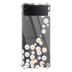 Coque Coque Samsung Galaxy Z Flip 4 Silicone antichocs Solides coins renforcés Protection Housse transparente Marguerite Evetane