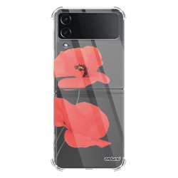 Coque Coque Samsung Galaxy Z Flip 4 Silicone antichocs Solides coins renforcés Protection Housse transparente Coquelicot Evetane
