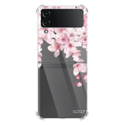 Coque Coque Samsung Galaxy Z Flip 4 Silicone antichocs Solides coins renforcés Protection Housse transparente Cerisier Evetane