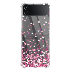 Coque Coque Samsung Galaxy Z Flip 4 Silicone antichocs Solides coins renforcés Protection Housse transparente Confettis De Coeur Evetane