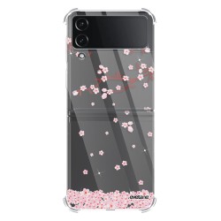 Coque Coque Samsung Galaxy Z Flip 4 Silicone antichocs Solides coins renforcés Protection Housse transparente Chute De Fleurs Evetane