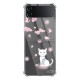 Coque Coque Samsung Galaxy Z Flip 4 Silicone antichocs Solides coins renforcés Protection Housse transparente Chat et Fleurs Evetane