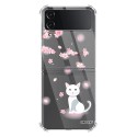 Coque Coque Samsung Galaxy Z Flip 4 Silicone antichocs Solides coins renforcés Protection Housse transparente Chat et Fleurs Evetane