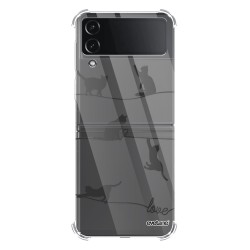 Coque Coque Samsung Galaxy Z Flip 4 Silicone antichocs Solides coins renforcés Protection Housse transparente Chat Lignes Evetane